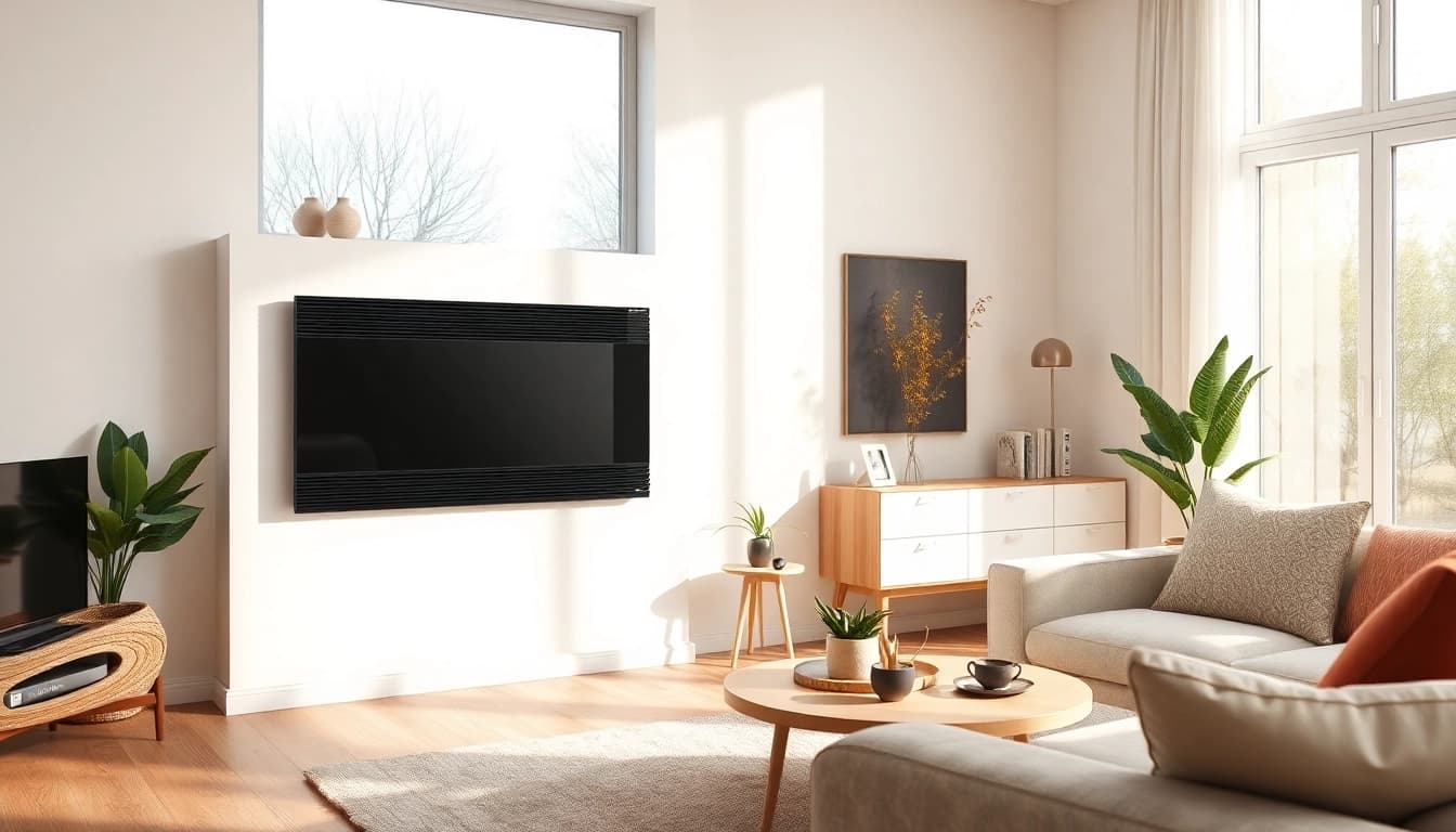 Heizkörper im modernen Wohnraum mit eleganten Linien und stilvollem Ambiente.