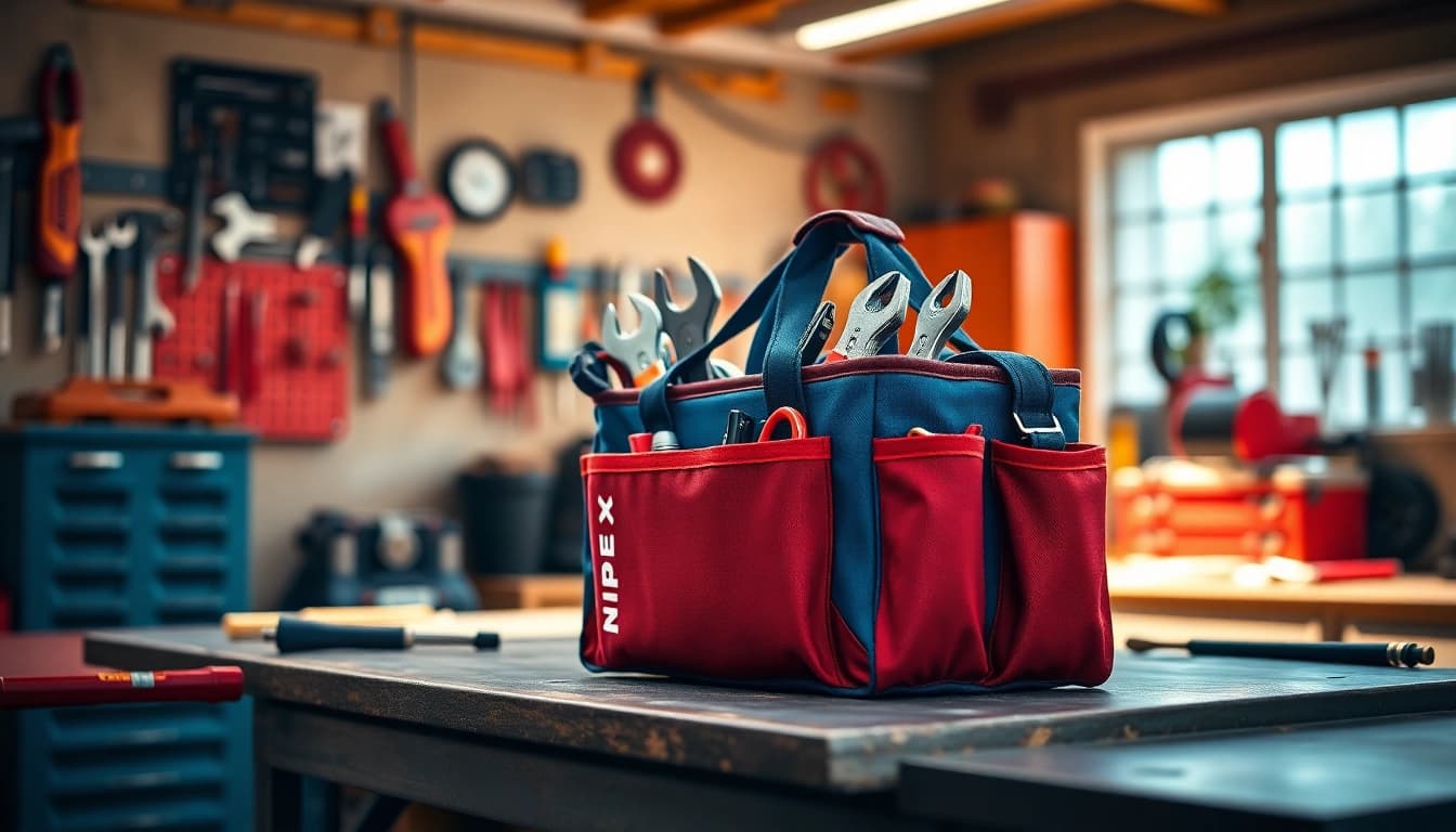 Discover the Knipex tool bag, perfectly organized with essential tools, showcasing functionality and style.
