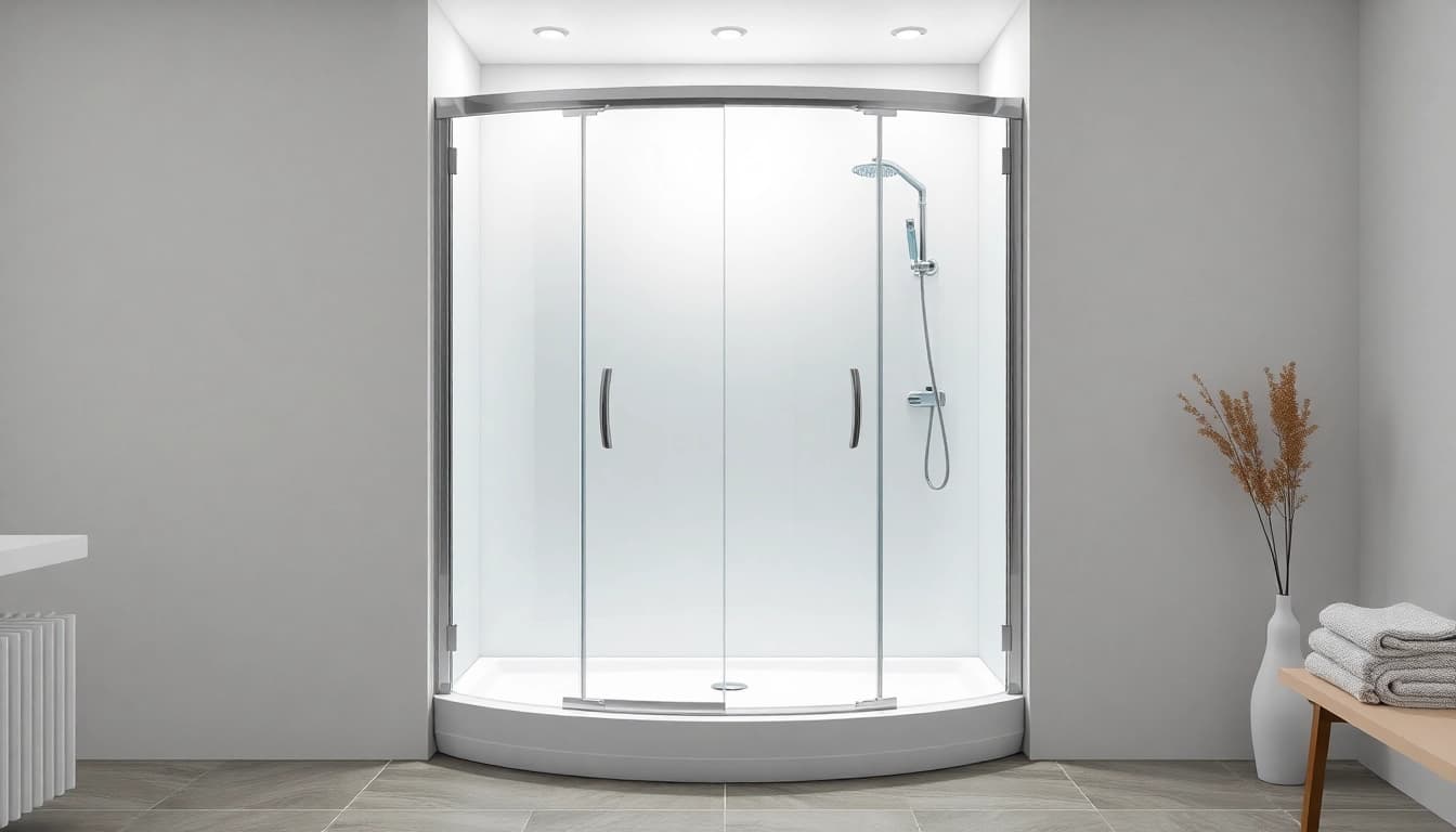 Découvrez une cabine de douche intégrale moderne dans un élégant cadre de salle de bain.