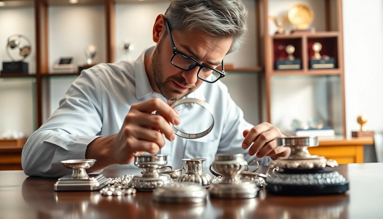 Valuta compro argento professionale con luce naturale e dettagli ben definiti.