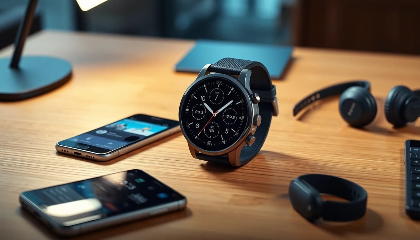 LC88 smart watch displayed on a modern desk showcasing its sleek design and health features.