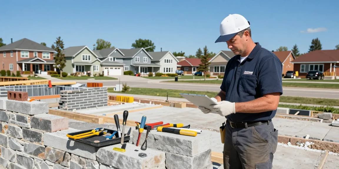 Trusted masonry regina services by a licensed professional contractor working on brick and stone installations in the community.