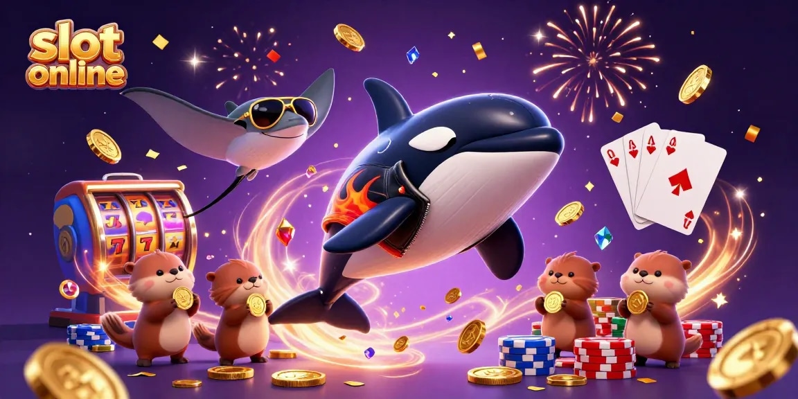 Raih kemenangan luar biasa dengan slot online di dunia kasino virtual ditampilkan oleh karakter lucu.