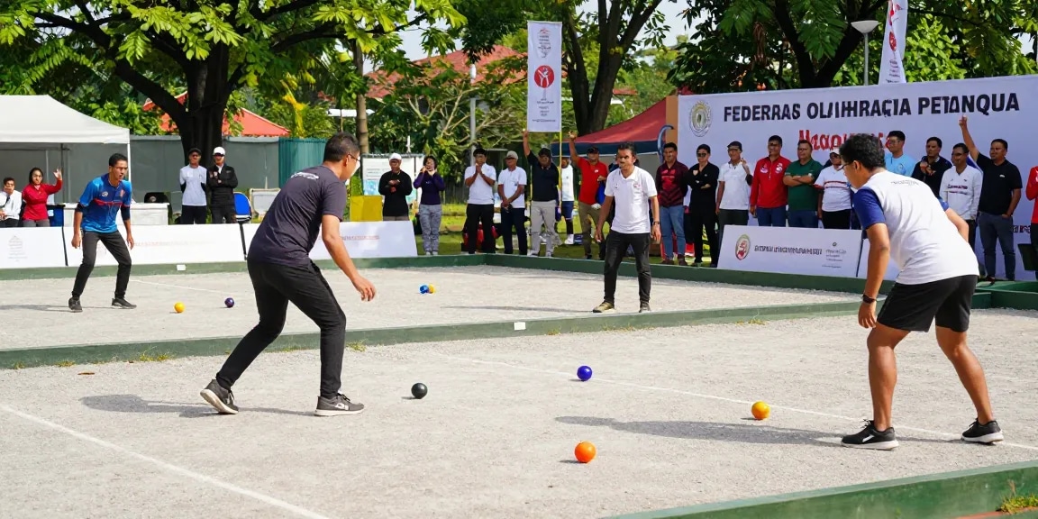 Turnamen petanque FOPI Kota Banjarmasin, atlet berkompetisi di lapangan, suasana meriah untuk fopikotabanjarma.org.