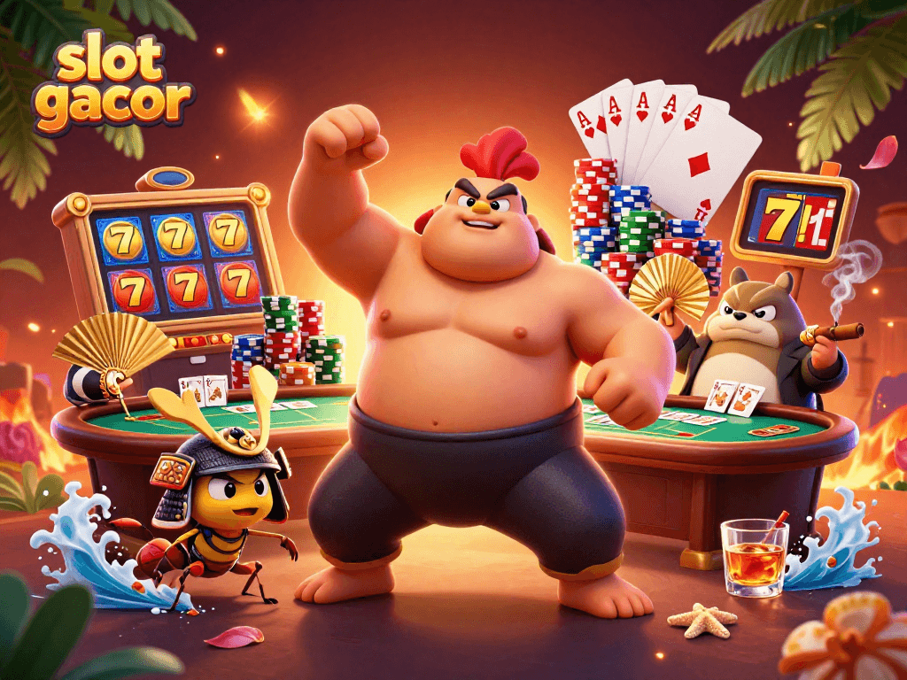 Memainkan slot gacor terbaru dalam ilustrasi kasino 3D yang menarik dan penuh warna.