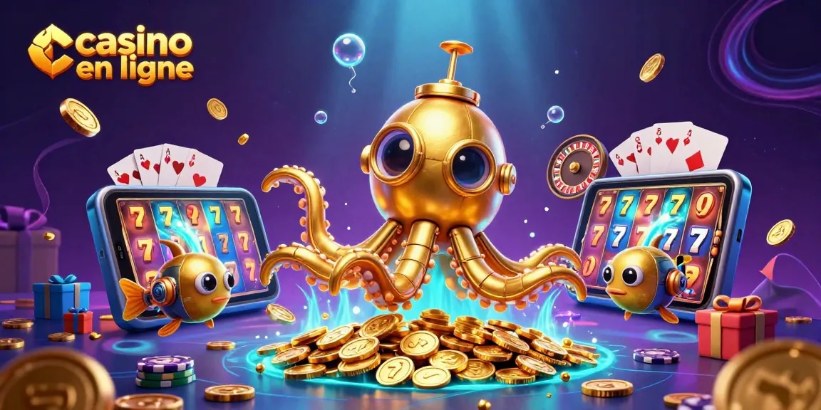 Développez votre stratégie avec casino en ligne entouré de pièces dorées et jeux animés.