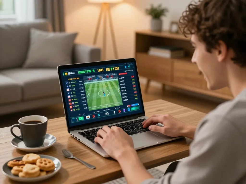 Engaging in sports betting on F168 platform with live odds displayed on a laptop