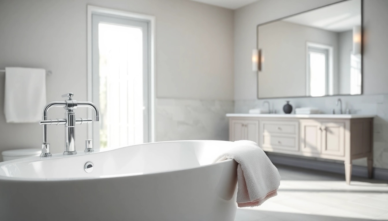 Bathroom renovation near me featuring a luxurious bathtub and modern fixtures.
