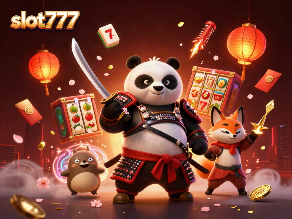 Permainan slot777 yang menarik dengan panda samurai, rubah ninja, dan tanuki ajaib.