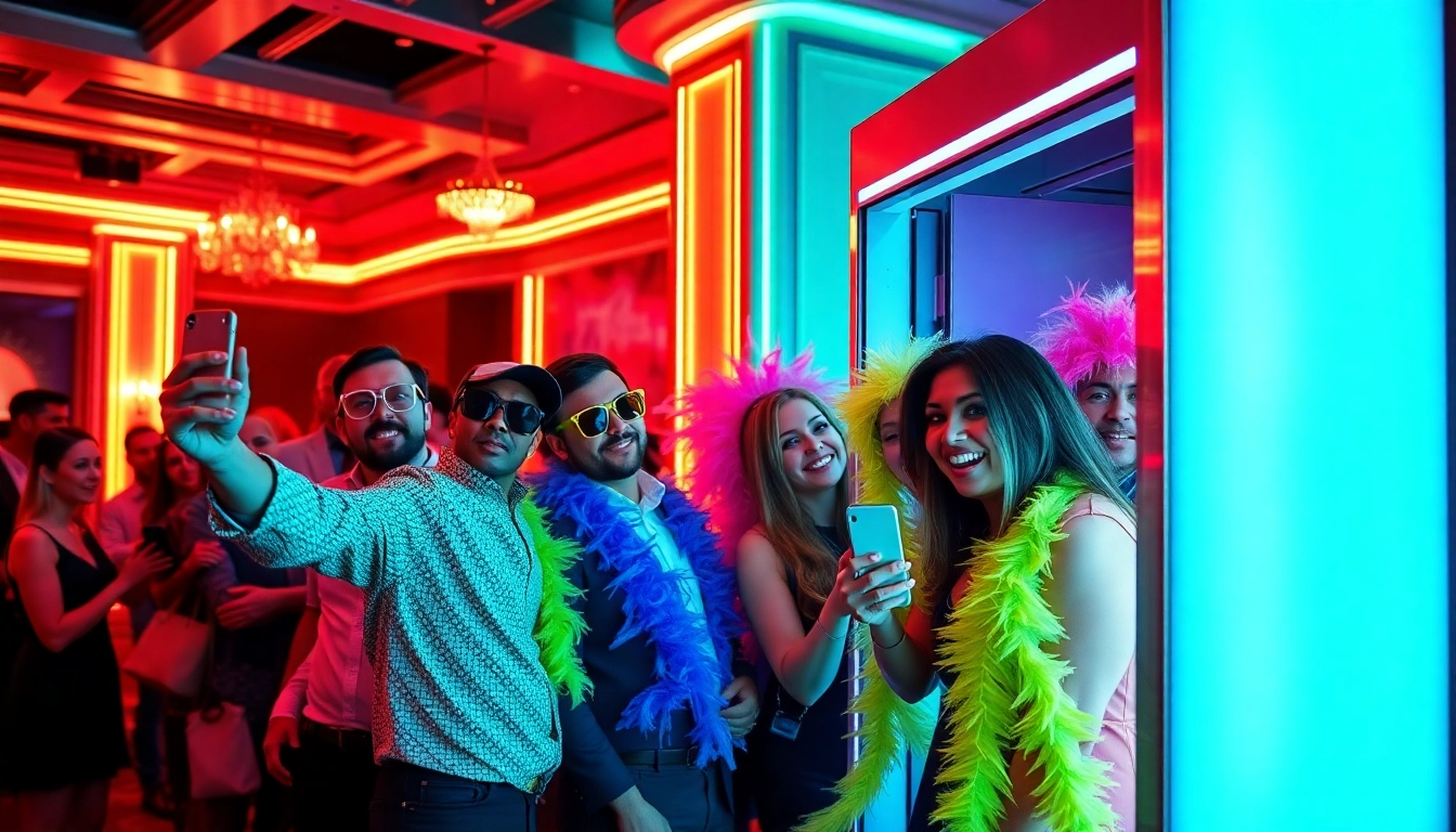 Las Vegas Photo Booth Rental filled with fun props and guests enjoying an exciting event.