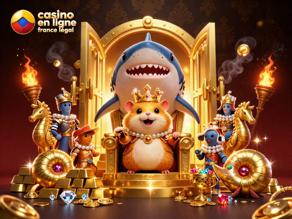 Visualisez un roi hamster doré sur un trône de dent de mégalodon dans un casino en ligne légal en France