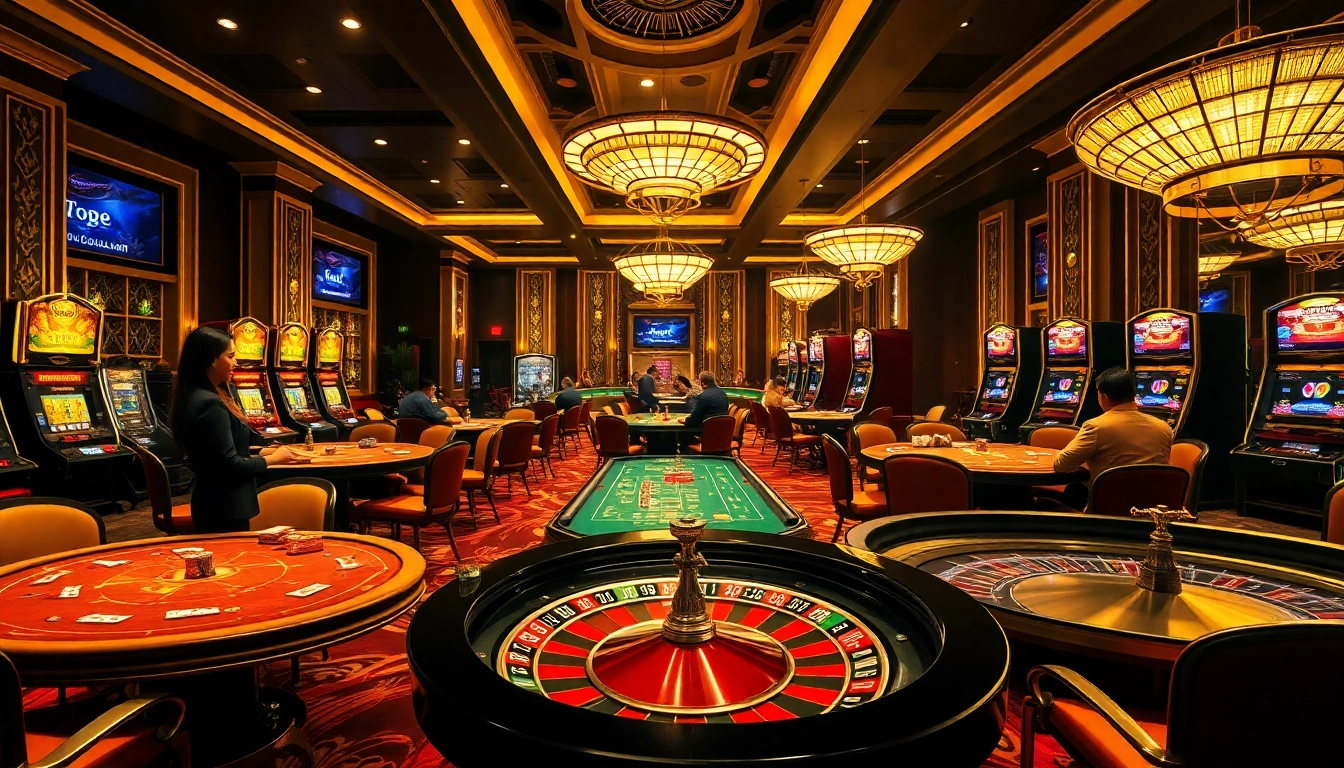 Engaging scene showcasing poker and slot games at https://taigo88.team/, inviting players into the exciting world of gambling.
