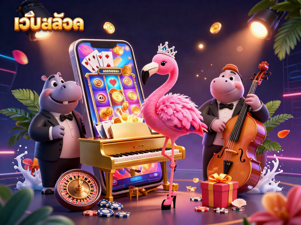 Experience exciting เว็บสล็อต action with vibrant casino characters and dynamic gaming elements.