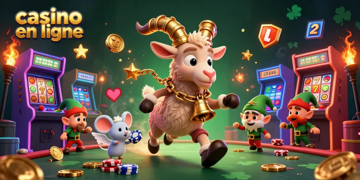Une scène de casino en ligne animée avec Krampus et des elfes, illustrant le divertissement débridé.