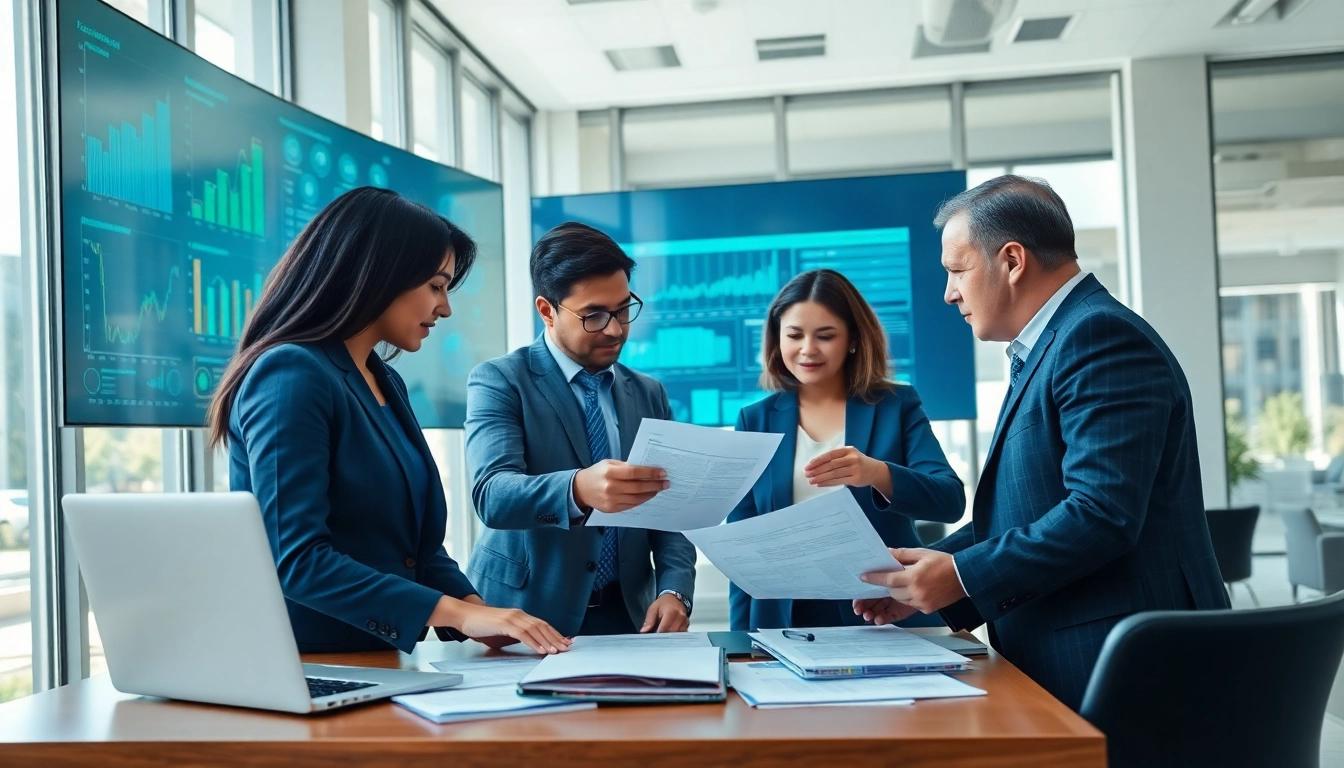Highlight FCPA/DCAA/Flowdown/ITAR/EAR compliance analysis by a team of experts in a modern office.