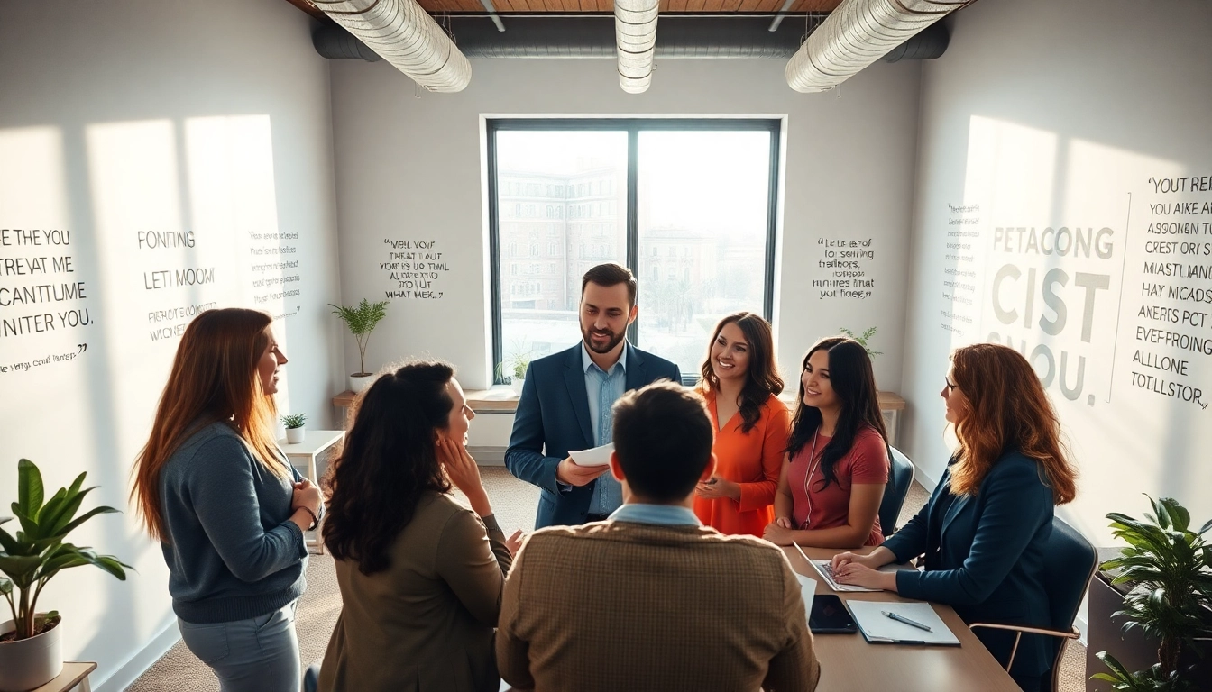 Showcasing founder leadership insights with a diverse team in a bright, collaborative office setting.