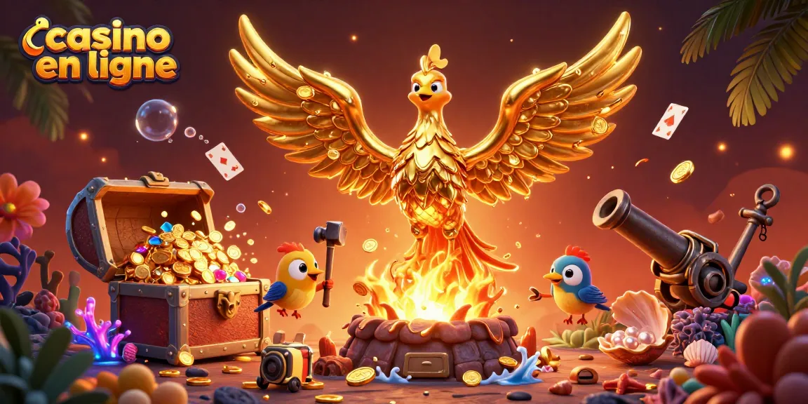 Essayez le casino en ligne avec des jeux captivants et des récompenses en or dans une scène dynamique.