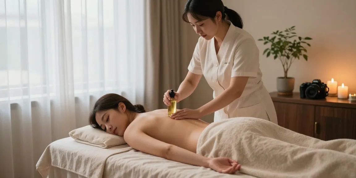 Experience premium 창원마사지 in a tranquil spa setting with serene lighting and relaxation elements.