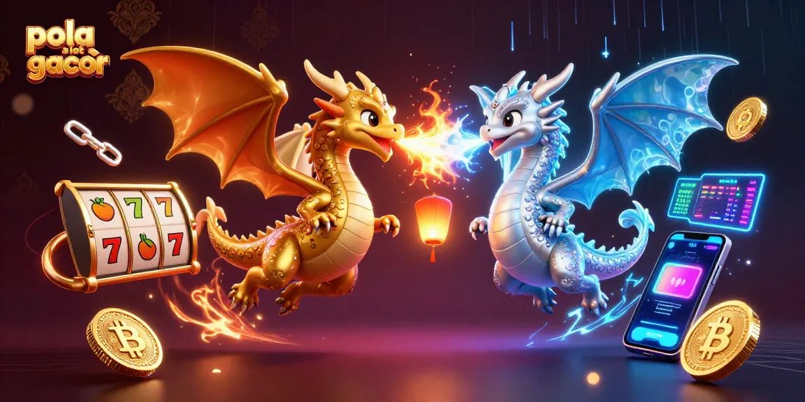 Win with pola slot gacor strategies among vibrant casino elements and cartoon dragons.