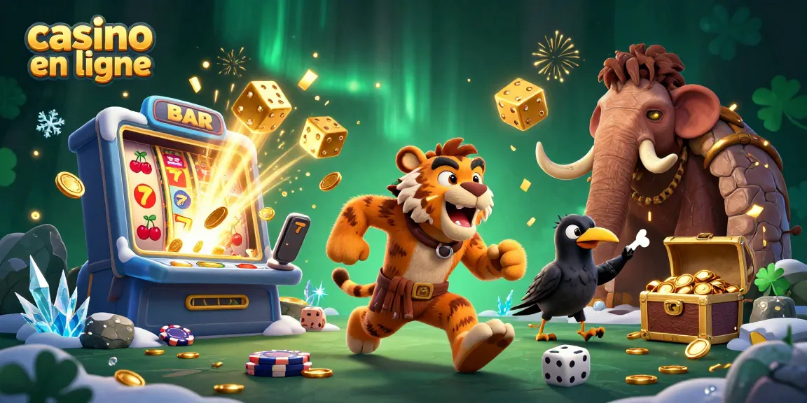 Découvrez le casino en ligne animé par un duo préhistorique dans une illustration captivante.