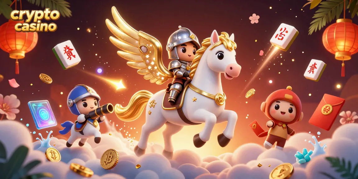 Visitez le crypto casino avec un cheval céleste et des éléments fascinants en 3D.