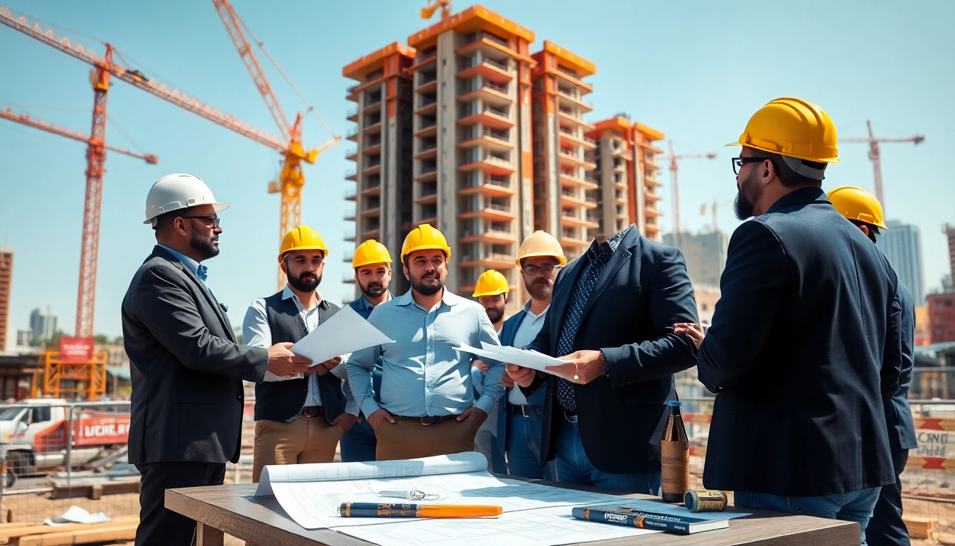 Manhattan Construction Manager leading a team at a vibrant construction site.