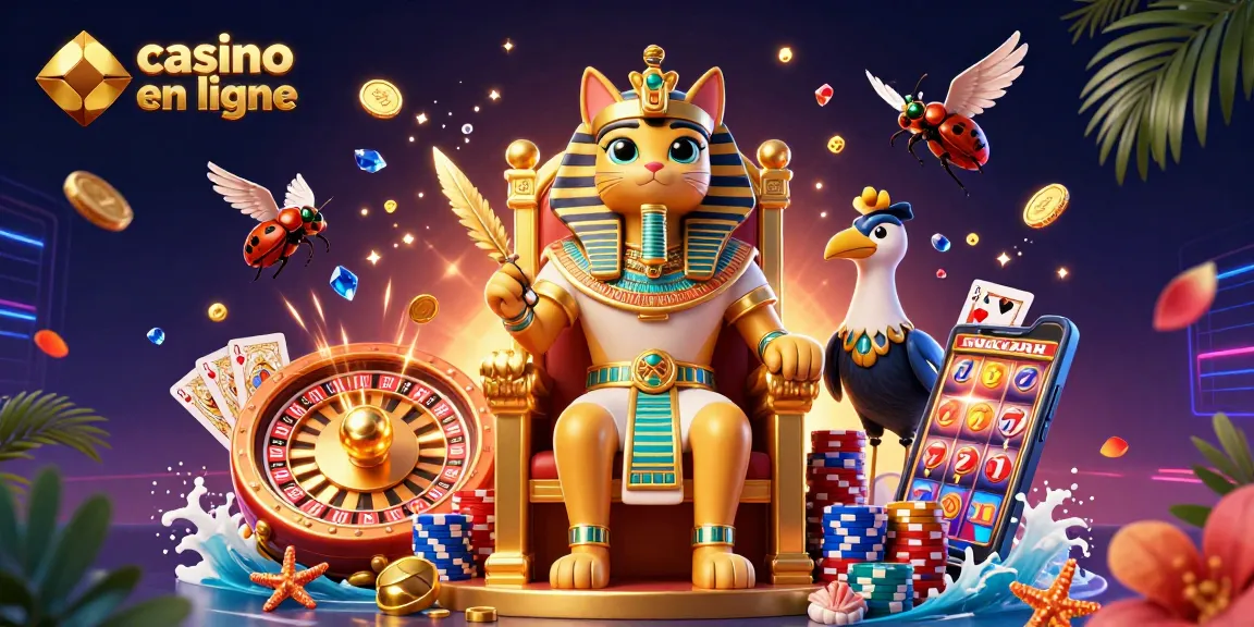 Embrassez l'excitation d'un casino en ligne avec le chat pharaonique et des éléments de jeu captivants.