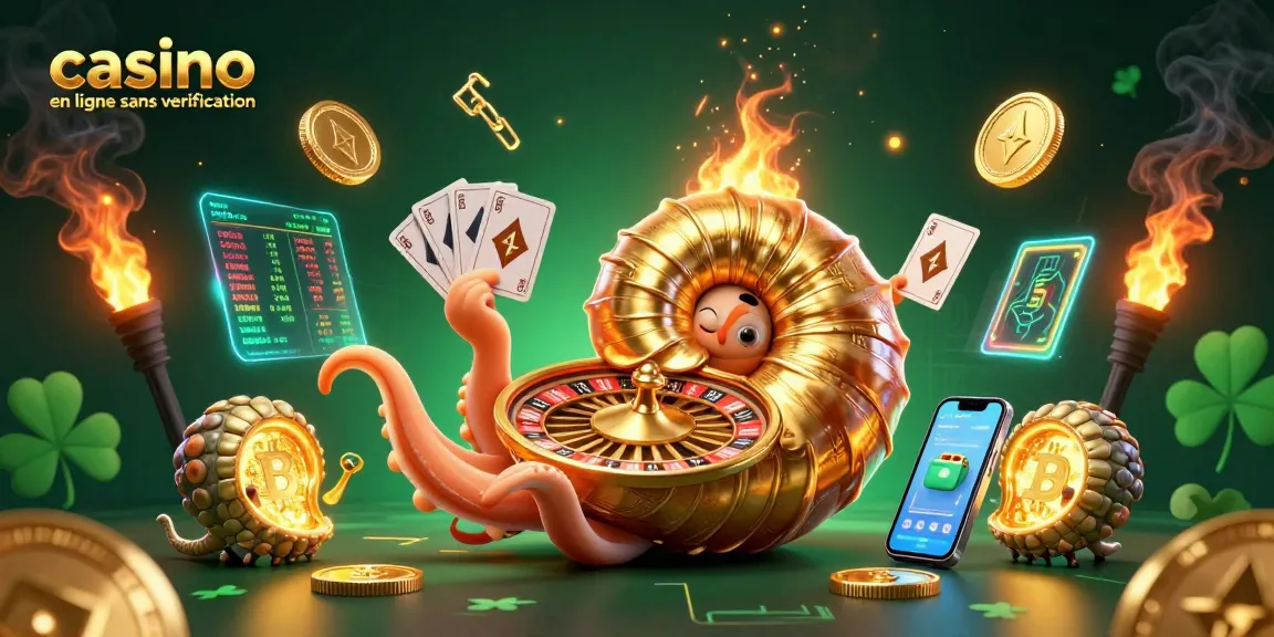 Plongez dans le monde des jeux de casino en ligne sans vérification avec cette scène dynamique incluant nautilus et monnaies crypto.