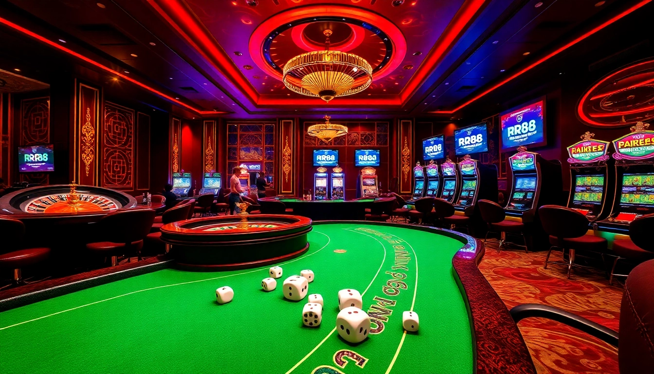 RR88 players enjoying an exciting live casino game, immersed in luxury and action.
