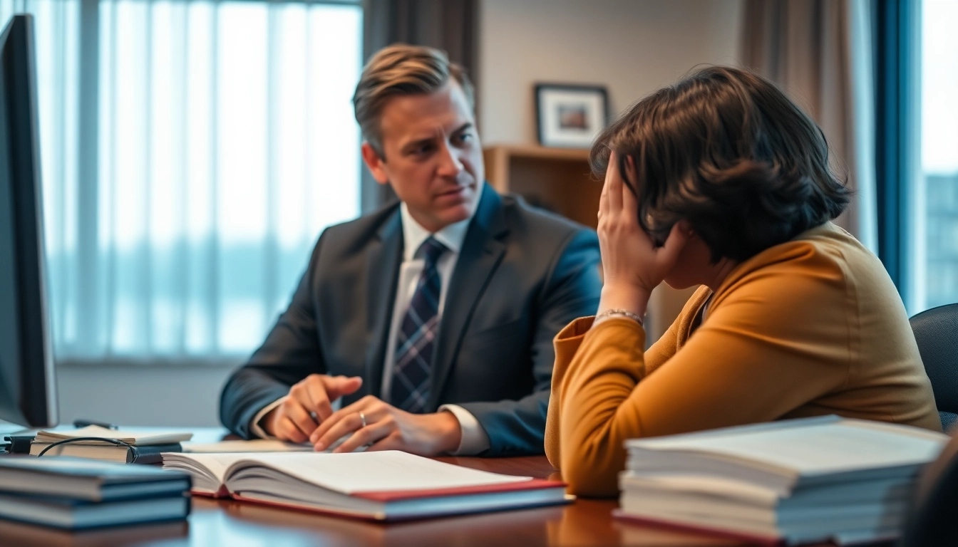 Clearwater truck accident attorney providing support to a client in a comforting office environment.