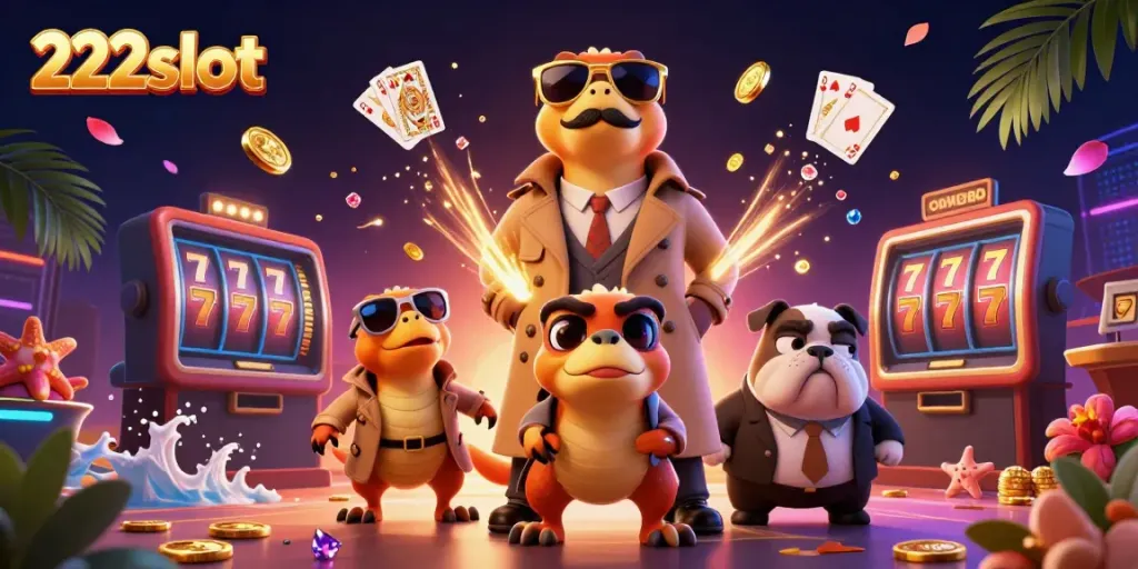 Rasakan keseruan bermain 222slot dengan raptor lucu yang menyamar, menghiasi suasana dengan koin emas dan permata.