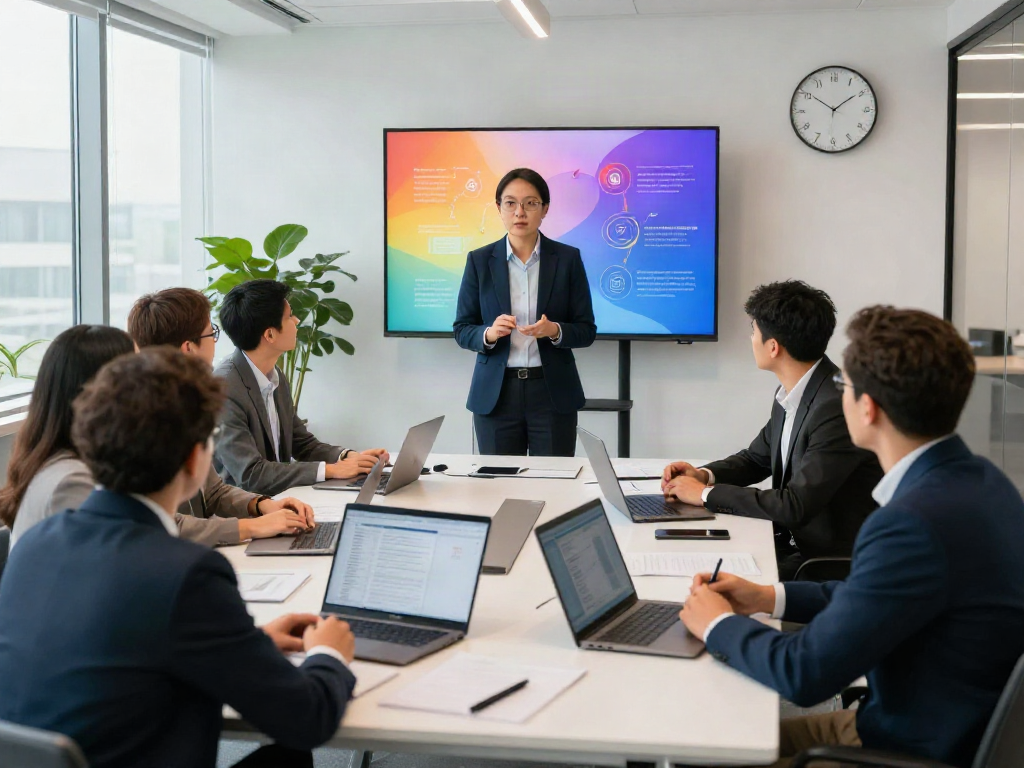 PedroVazPaulo Executive Coaching session with executives focusing on leadership development and strategic planning in a modern office
