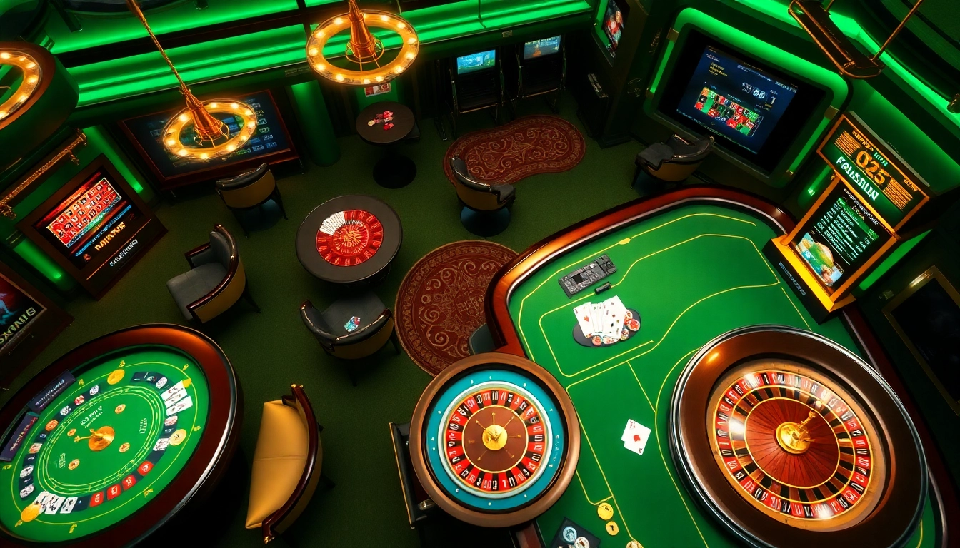 L'excitation du casino en ligne argent réel France représentée dans un environnement de jeu luxueux avec des tables et des cartes.