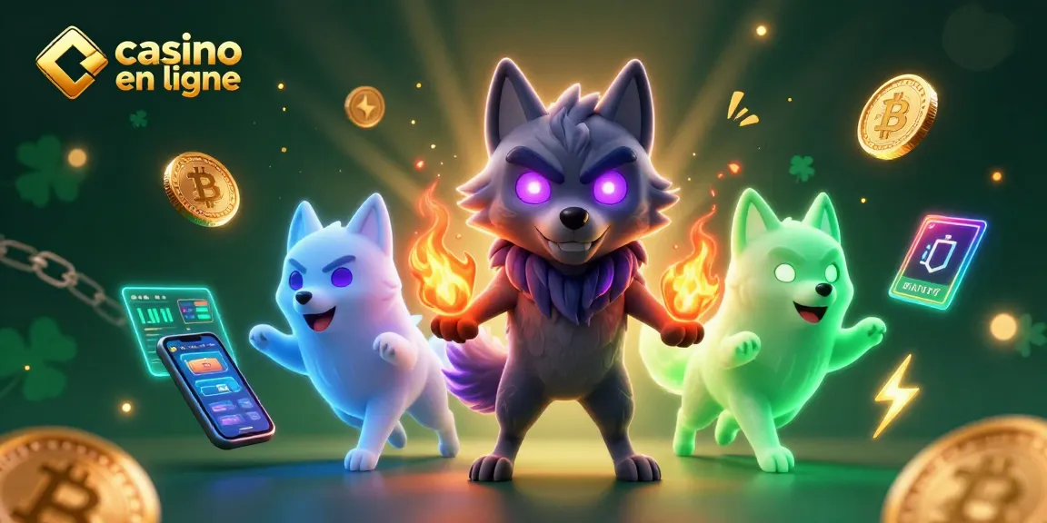 Plongez dans l'univers du casino en ligne avec des loups spectres et des jetons numériques.