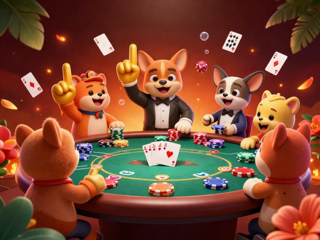 Disfruta de nuevas salas de póker online en España en un emocionante ambiente con jugadores y colores vibrantes.