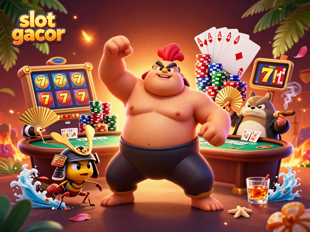 Memainkan slot gacor terbaru dalam ilustrasi kasino 3D yang menarik dan penuh warna.