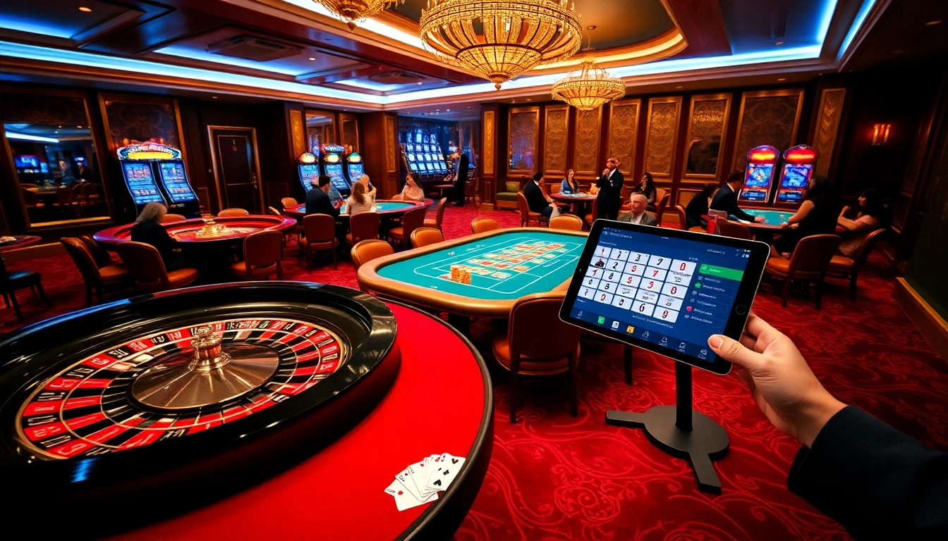 Experience thrilling gameplay at shbet with luxurious casino tables and vibrant slot machines.