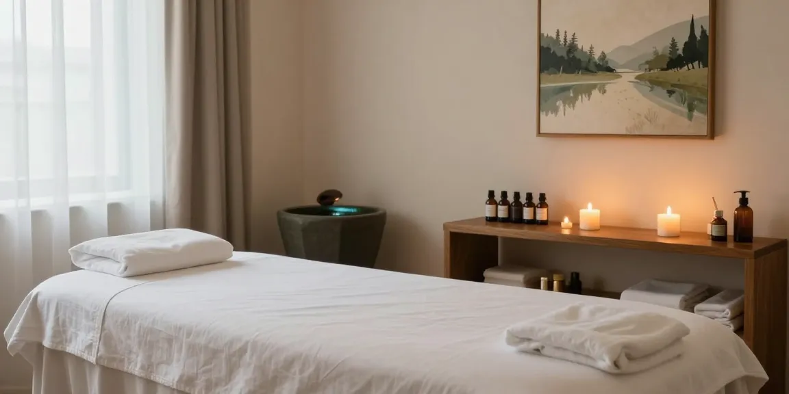 Relaxing 대구마사지 spa room with soft linens and calming decor.