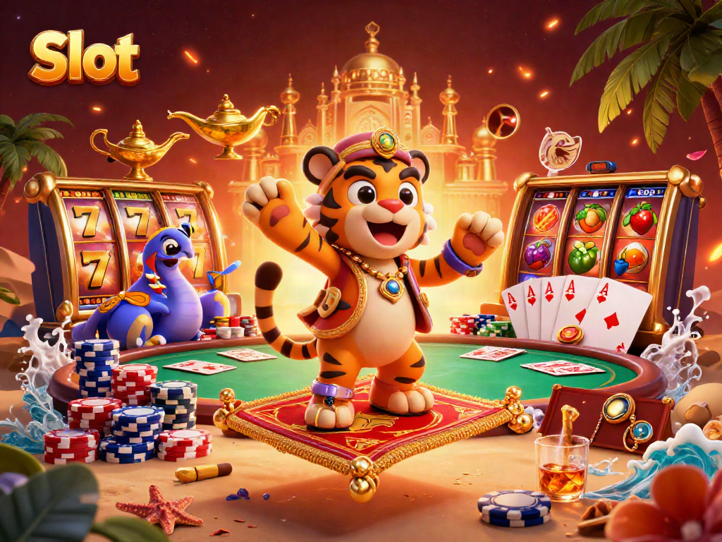 Spin the reels of Slot machines with vibrant symbols, including lucky 7s and jackpot counters.