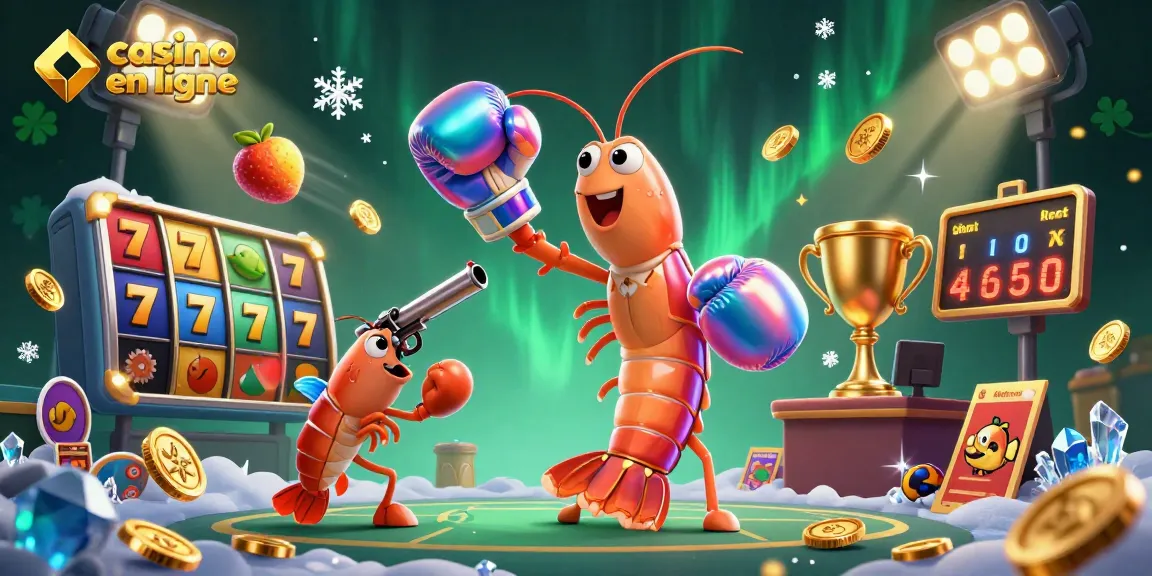 Découvrez des personnages marins dans un casino en ligne vibrant, avec des éléments de jeu éparpillés autour.