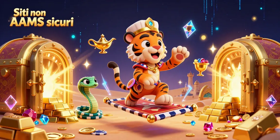 Siti non AAMS sicuri: Tigre sultano su un tappeto volante tra tesori e giochi d'azzardo