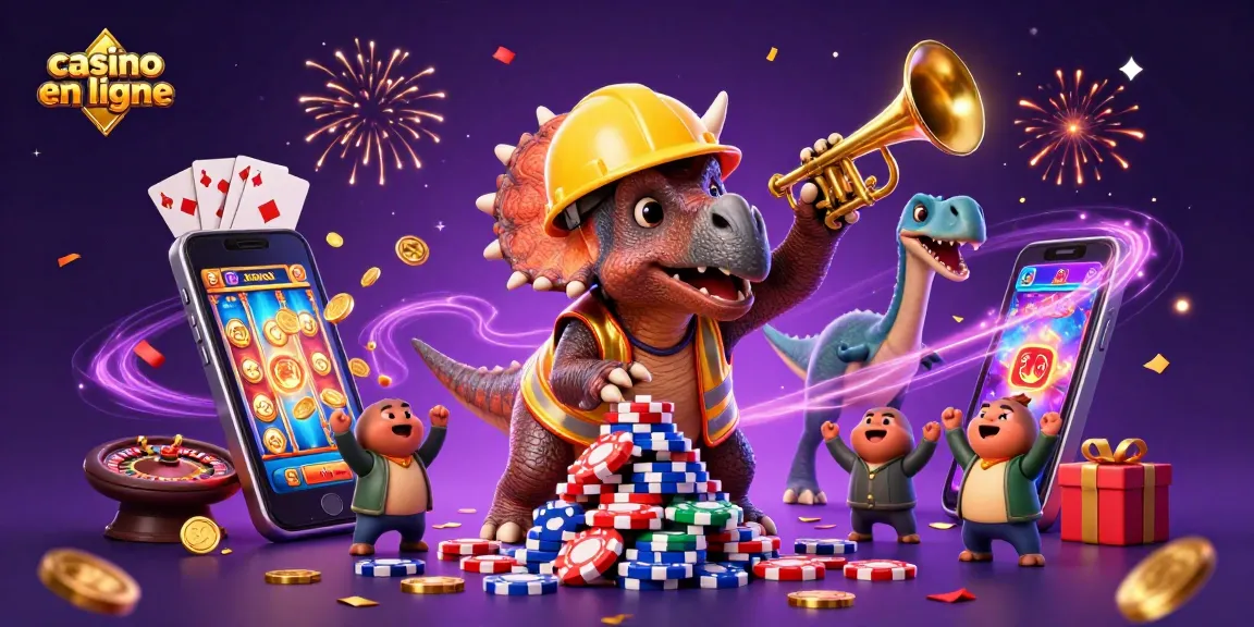 Les jeux de casino en ligne s'animent avec des personnages 3D dans une scène festive.