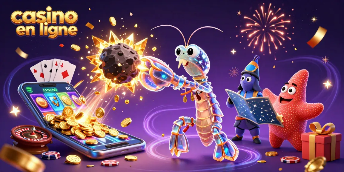 Le casino en ligne offre des jeux captivants avec des personnages colorés dans une illustration dynamique.