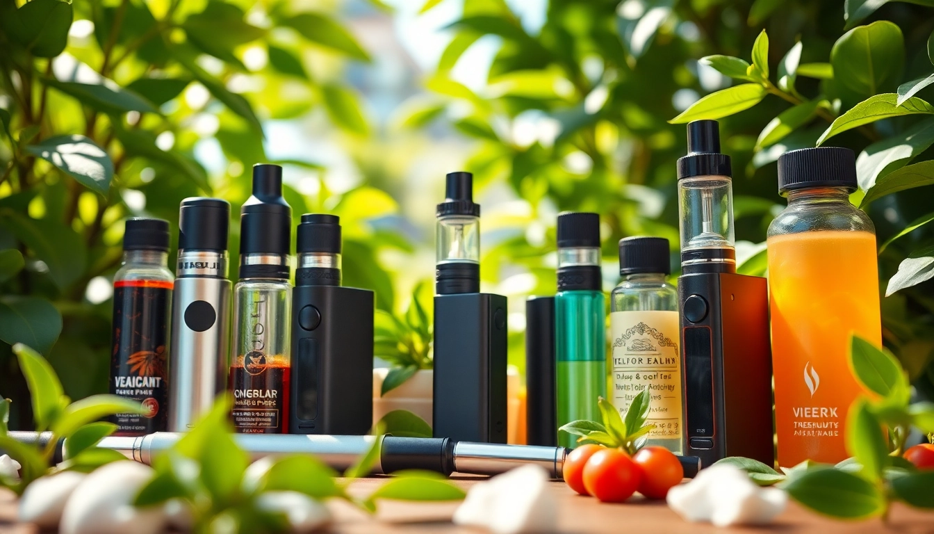 Explore an array of nicotine free vape products with colorful design and natural elements.