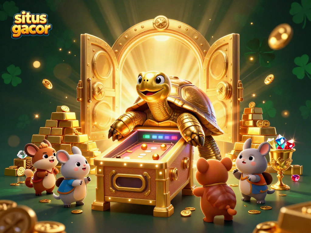 Experience the excitement of situs gacor with a dynamic casino scene featuring playful characters.