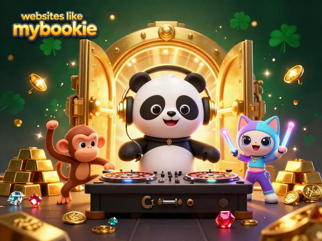 Spin and win with websites like mybookie in this vibrant, animated casino illustration.