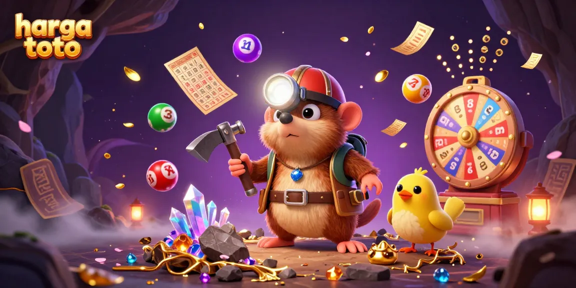 Engage with harga toto as a cartoon treasure hunter mole and canary explore wealth in a vibrant, dynamic scene.
