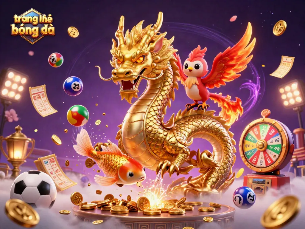 Chơi tại trang nhà cái bóng đá với hình ảnh rồng vàng, phượng hoàng và cá koi giữa mưa tiền