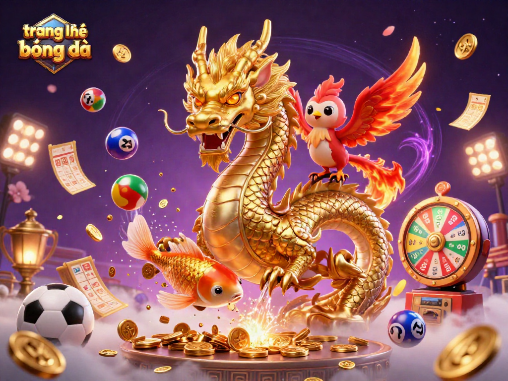 Chơi tại trang nhà cái bóng đá với hình ảnh rồng vàng, phượng hoàng và cá koi giữa mưa tiền
