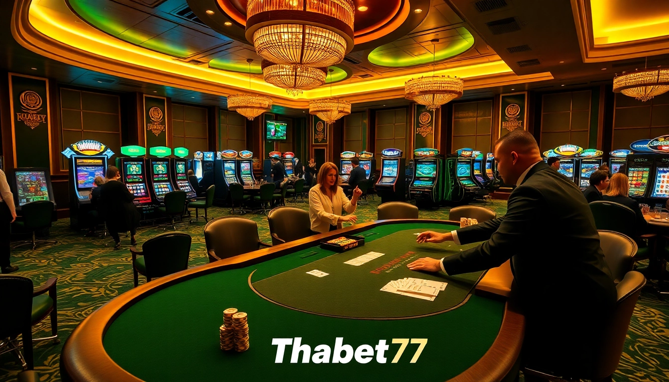 Experience thrilling gameplay at Thabet77's luxurious casino with exciting games and vibrant atmosphere.